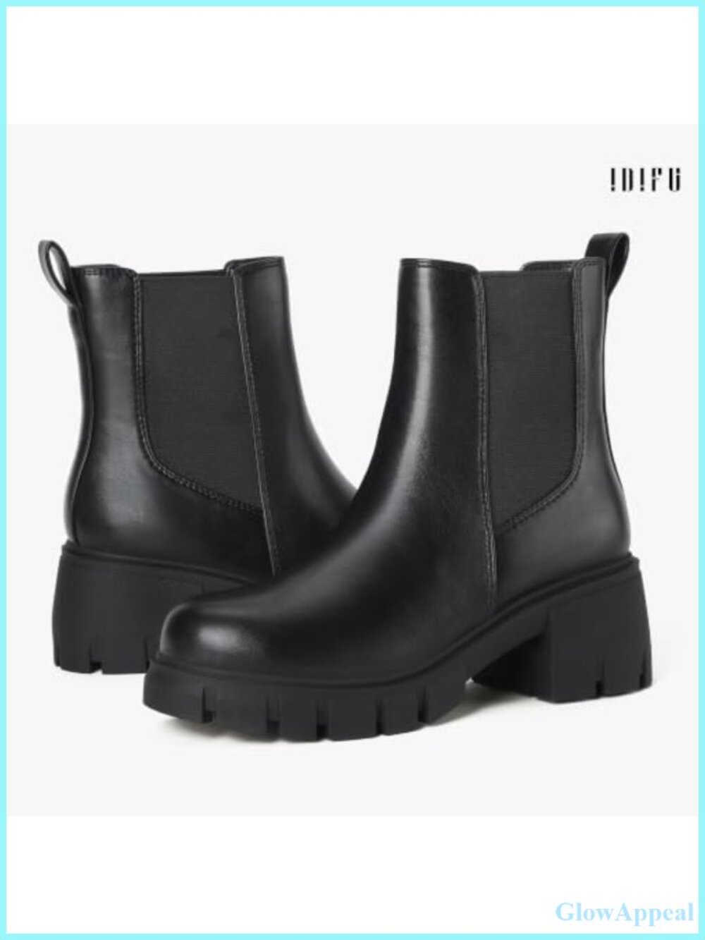 Chelsea Ankle Boots Chunky Platform Slip On Booties - Picture 5 of 5